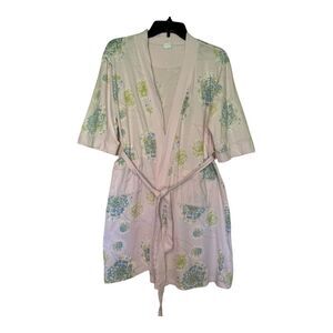 OLIAN woman's size XS maternity pregnant postnatal pink floral lightweight robe
